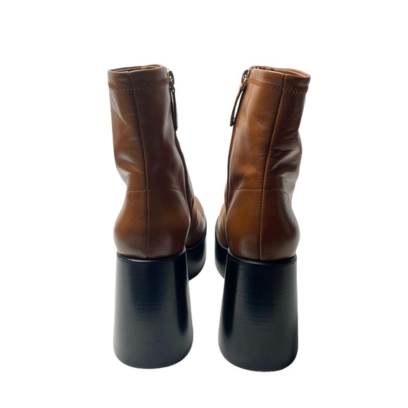 Zara | Platform Leather Heeled Ankle Boots in Brown 40 - Picture 10 of 12